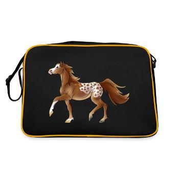 Herbstliches Pferd🍁🍂 - Retro Tasche - Schwarz/Gold - Hinten