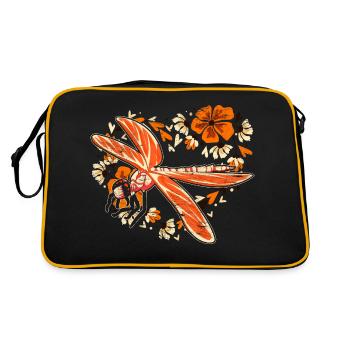 Flowers Insect Animal Lover Gift Dragonfly - Retro Bag - black/gold - Back