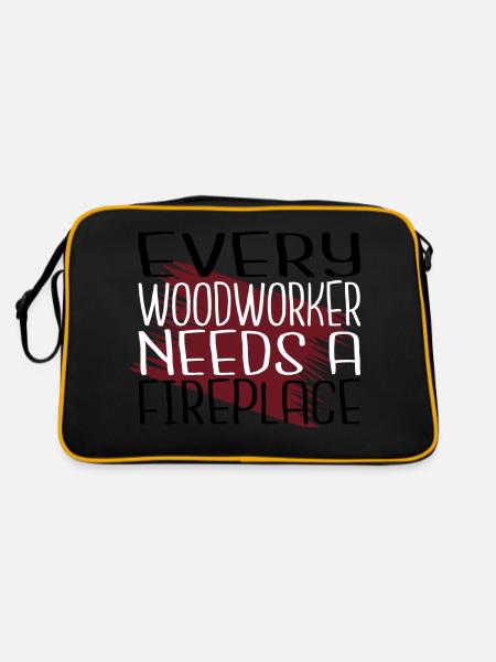 woodcutter chop wood statement jokes forest work - Retro Bag - black/gold - Back