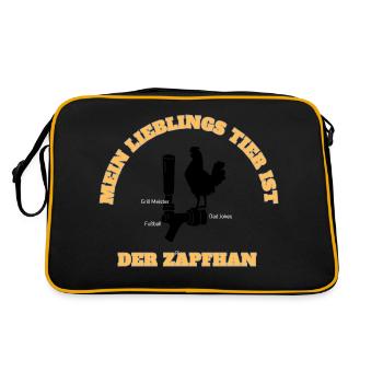 Der Zapfhahn- Aufdruck - Humor Bier - Retro Tasche - Schwarz/Gold - Hinten