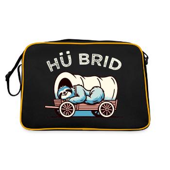 Hü Brid - Lustiges Hybrid Auto - Faultier - Retro Tasche - Schwarz/Gold - Hinten