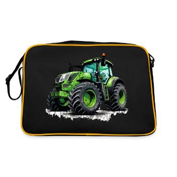Bauern & Landwirt Traktor Geschenk für Bauer - Retro Tasche - Schwarz/Gold - Hinten