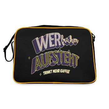 frühstück kaffeetasse coffeeshop humor geschenk - Retro Tasche - Schwarz/Gold - Hinten