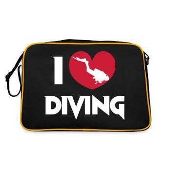 I Love Diving Scuba Diver Heart Deep Sea Explorer - Retro Bag - black/gold - Back