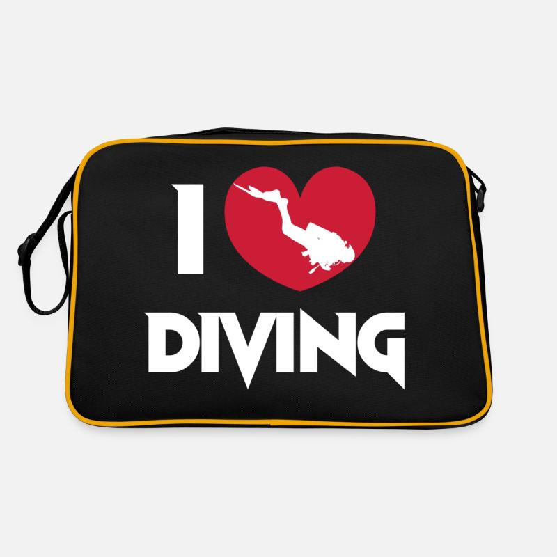 I Love Diving Scuba Diver Heart Deep Sea Explorer Retro Bag