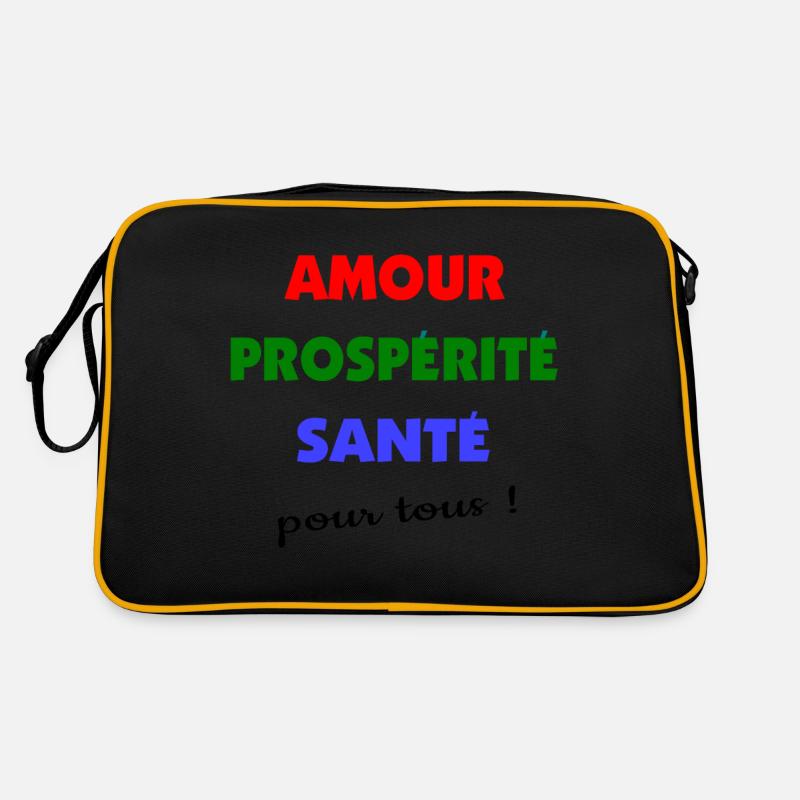 Amour, prospérité santé pour tous ! - Sac Retro - noir/or