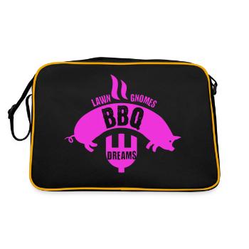 Gnomes Grill BBQ Pelouse Arrière-cour Grillades Nourriture Amour - Sac Retro - noir/or - Dos