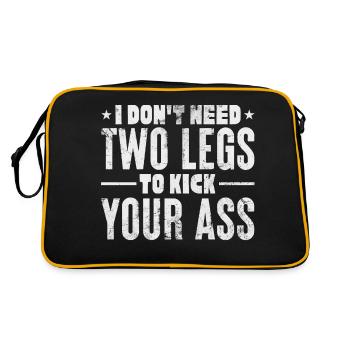 I don't need 2 legs to kick your ass - Retro Bag - black/gold - Back