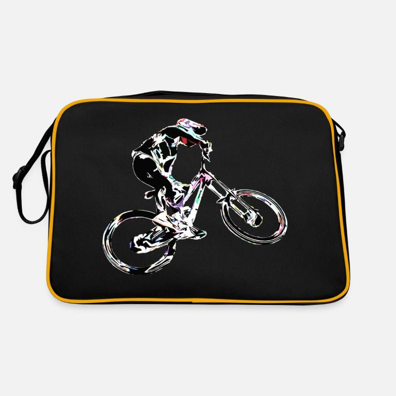 Downhill-Mountainbiken - Retro Tasche - Schwarz/Gold