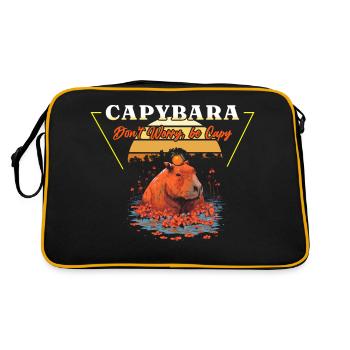 Capybara Retro Vintage 80s Vaporwave Aesthetic - Retro Bag - black/gold - Back
