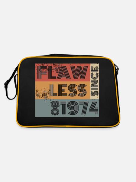 50. Geburtstag Flawless since 08/1974 - Retro Tasche - Schwarz/Gold - Hinten