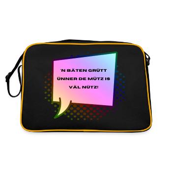 Low German A bit of sense under a cap - Retro Bag - black/gold - Back