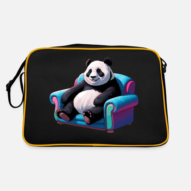 Cooler Panda auf der Couch Retro Tasche