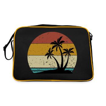 Coucher de soleil palmiers cocotiers été - Sac Retro - noir/or - Dos