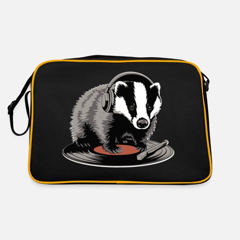 musikalischer Dachs - Retro Tasche - Schwarz/Gold