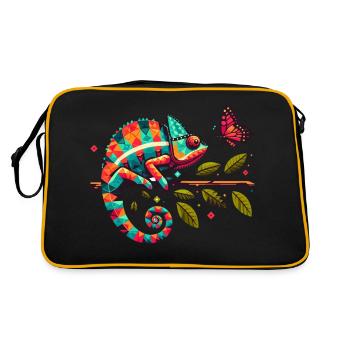 Caméléon et papillon colorés - Sac Retro - noir/or - Dos