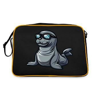 Phoque Animal Bande Dessinée Cool - Sac Retro - noir/or - Dos