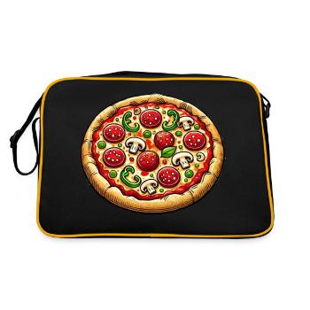 pizza - Retro Tasche - Schwarz/Gold - Hinten