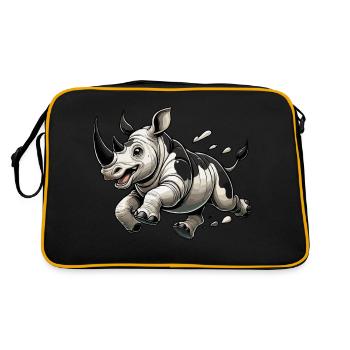 Rhinoceros Läuft - Retro Tasche - Schwarz/Gold - Hinten