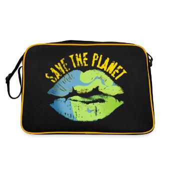 Save the world vintage look - Retro Tasche - Schwarz/Gold - Hinten