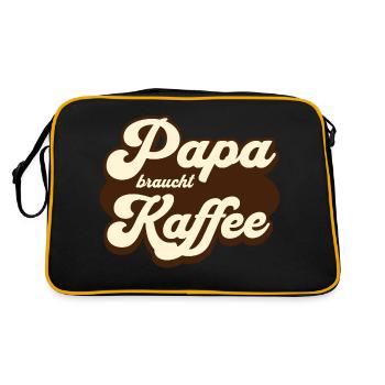 Cooles Papa braucht Kaffee Vati Kaffeejunkie - Retro Tasche - Schwarz/Gold - Hinten