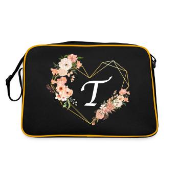 Lettre t cœur doré floral - Sac Retro - noir/or - Dos