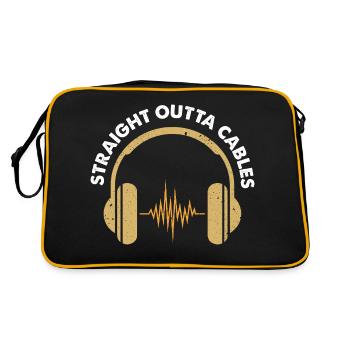 Straight Outta Cables Headphone Design - Retro Tasche - Schwarz/Gold - Hinten