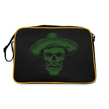 Skelett Totenkopf Sombrero Mexikaner - Retro Tasche - Schwarz/Gold - Hinten
