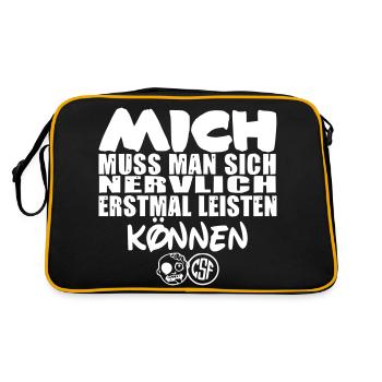 Mich muss man sich nervlich erstmal leisten können - Retro Tasche - Schwarz/Gold - Hinten