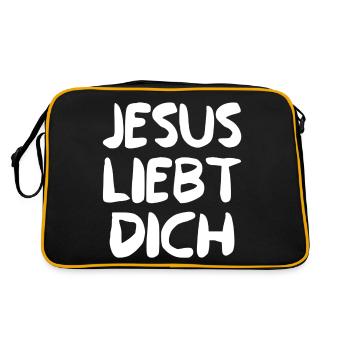 JESUS LIEBT DICH - Retro Tasche - Schwarz/Gold - Hinten