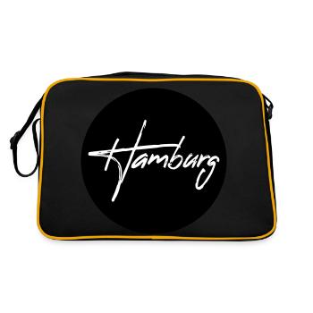Hamburg T-Shirt HH Kreis Vintage Geschenk - Retro Tasche - Schwarz/Gold - Hinten