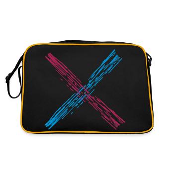 cross x shape dirty color colorful scratch hatching - Retro Bag - black/gold - Back