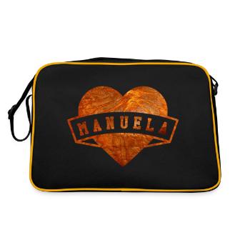 Vorname Manuela - Retro Tasche - Schwarz/Gold - Hinten