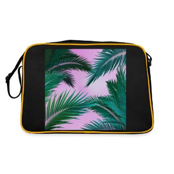 Tropische Palmen - Retro Tasche - Schwarz/Gold - Hinten