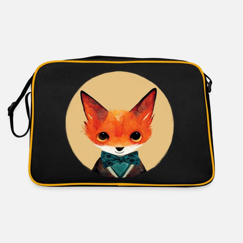Little fox with fly in a circle Retro Bag