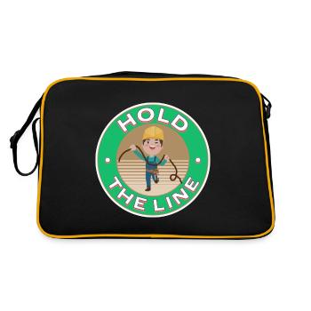hold the line lustiges farbiges Design Elektriker - Retro Tasche - Schwarz/Gold - Hinten