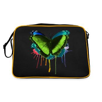Schmetterling bunt regenbogen fly von Mrs Erdnuss - Retro Tasche - Schwarz/Gold - Hinten