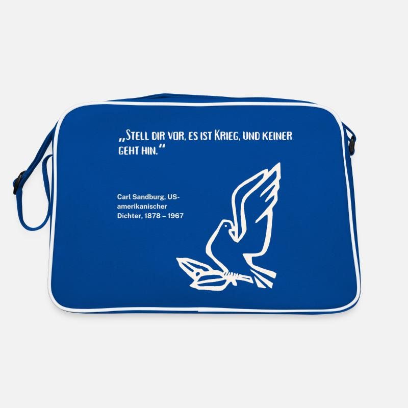 Zitat Dichter Frieden Krieg Retro Tasche