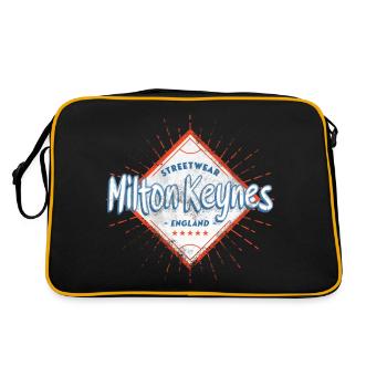 Milton Keynes England UK Stadt Skyline Heimat - Retro Tasche - Schwarz/Gold - Hinten
