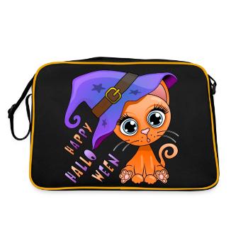 Adorable chaton d'Halloween - Orange - Sac Retro - noir/or - Dos