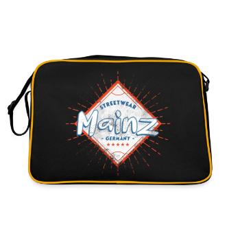 Mainz Deutschland Stadt Skyline Heimat Liebe - Retro Tasche - Schwarz/Gold - Hinten