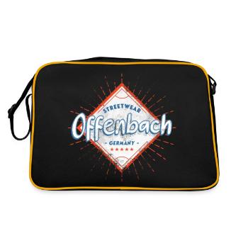 Offenbach Deutschland Stadt Skyline Heimat Liebe - Retro Tasche - Schwarz/Gold - Hinten
