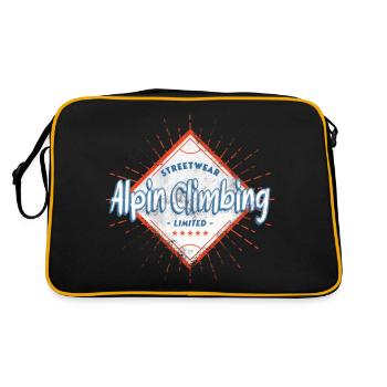 Alpinklettern Klettern Kletterer Berge Natur - Retro Tasche - Schwarz/Gold - Hinten