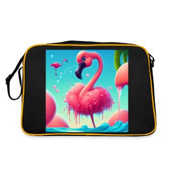 Drôle de dessin animé Flamingo - Sac Retro - noir/or - Dos