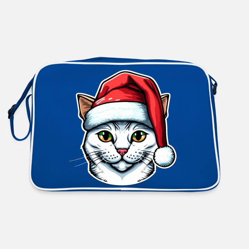 Perfect Christmas cat drawing for all kitten Retro Bag
