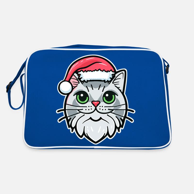 Beautiful kitten wearing Xmas hat Retro Bag