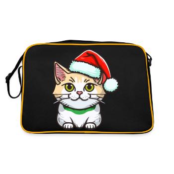 Stunning cat wearing Santa hat - Retro Bag - black/gold - Back