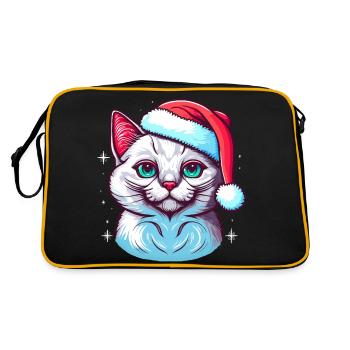 Wunderschöne Winterkatze digitale Illustration für alle - Retro Tasche - Schwarz/Gold - Hinten