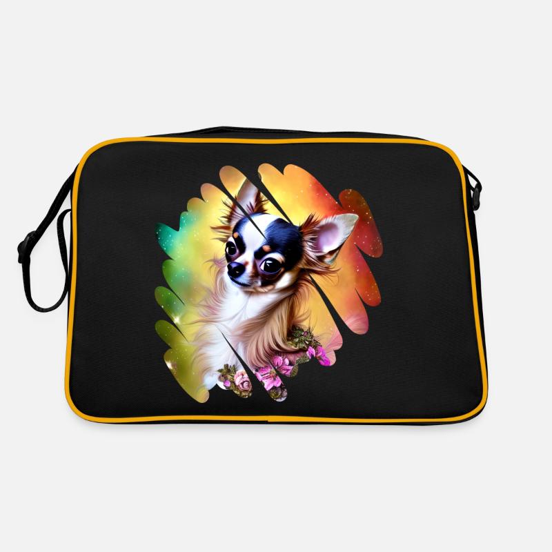Chihuahua arc-en-ciel dans la conception de graffitis de chien mignon Sac Retro