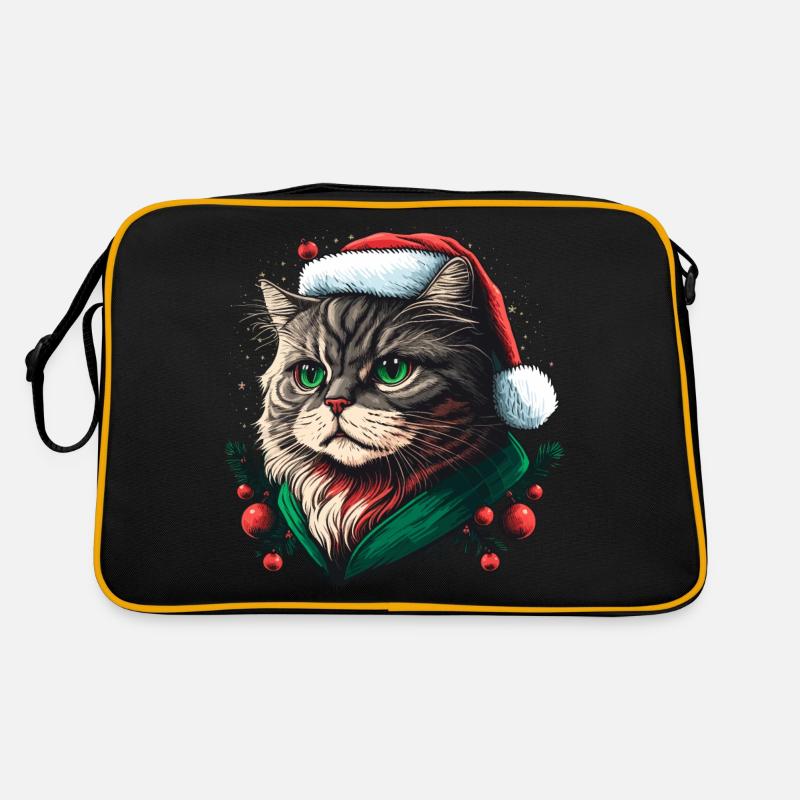 Adorable cat wearing Xmas hat Retro Bag
